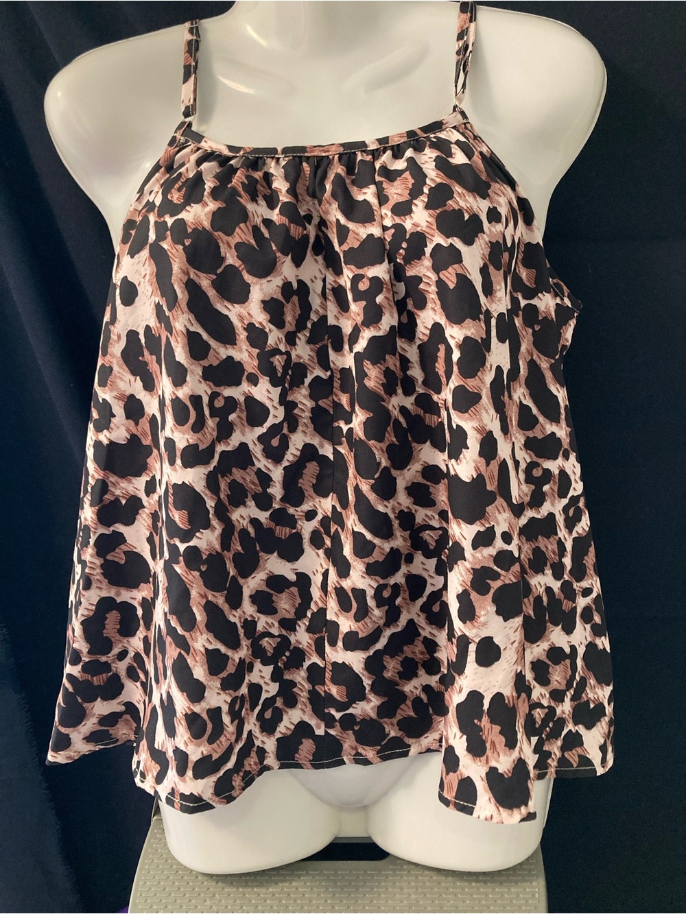 Emery Rose Leopard Print Cami Tank Top Flowy Brown Black Size M NWT